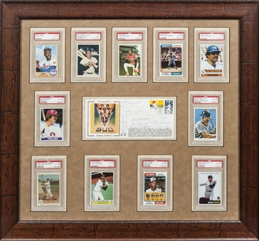 500 Home Run Autographed Cachet framed Display with 11 PSA Graded Cards (SGC)